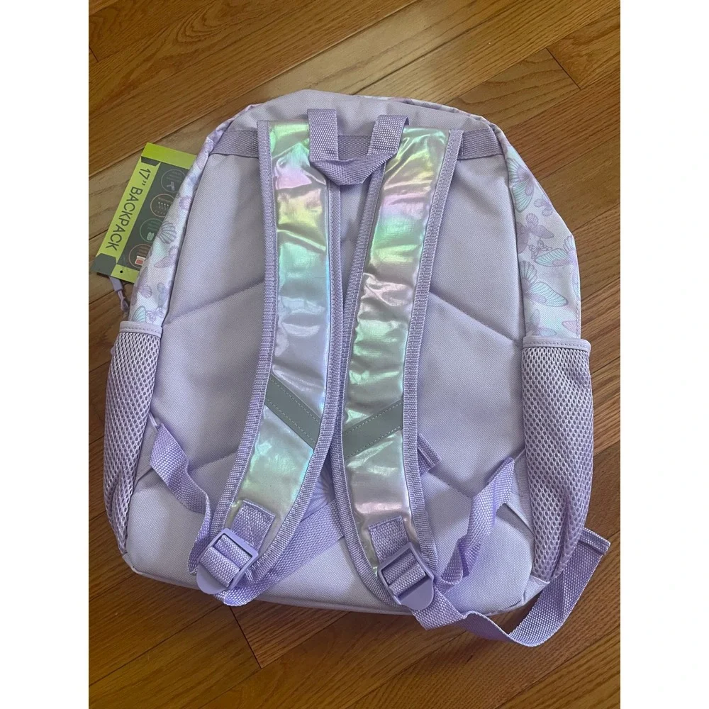 School Yard Vibes Lavender Sequin Butterfly Daisy 17in Backpack Activity Set NEW